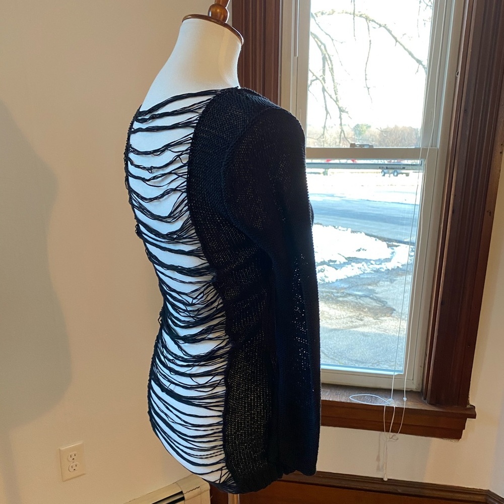 Arden B black open back fitted sweater medium